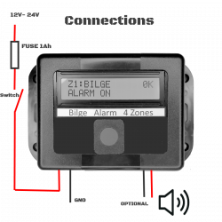 Bilge alarm 4 programmable zones wireless